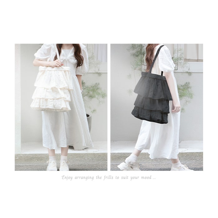 frill tote / ivory