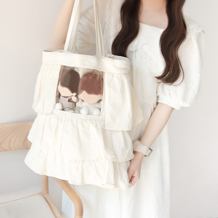 frill tote / ivory